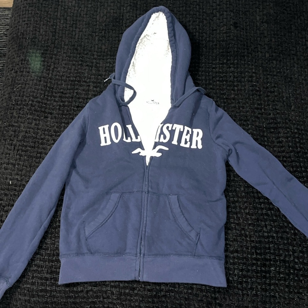 Faux Shearling-Lined Zip-up Logo Graphic Hoodie